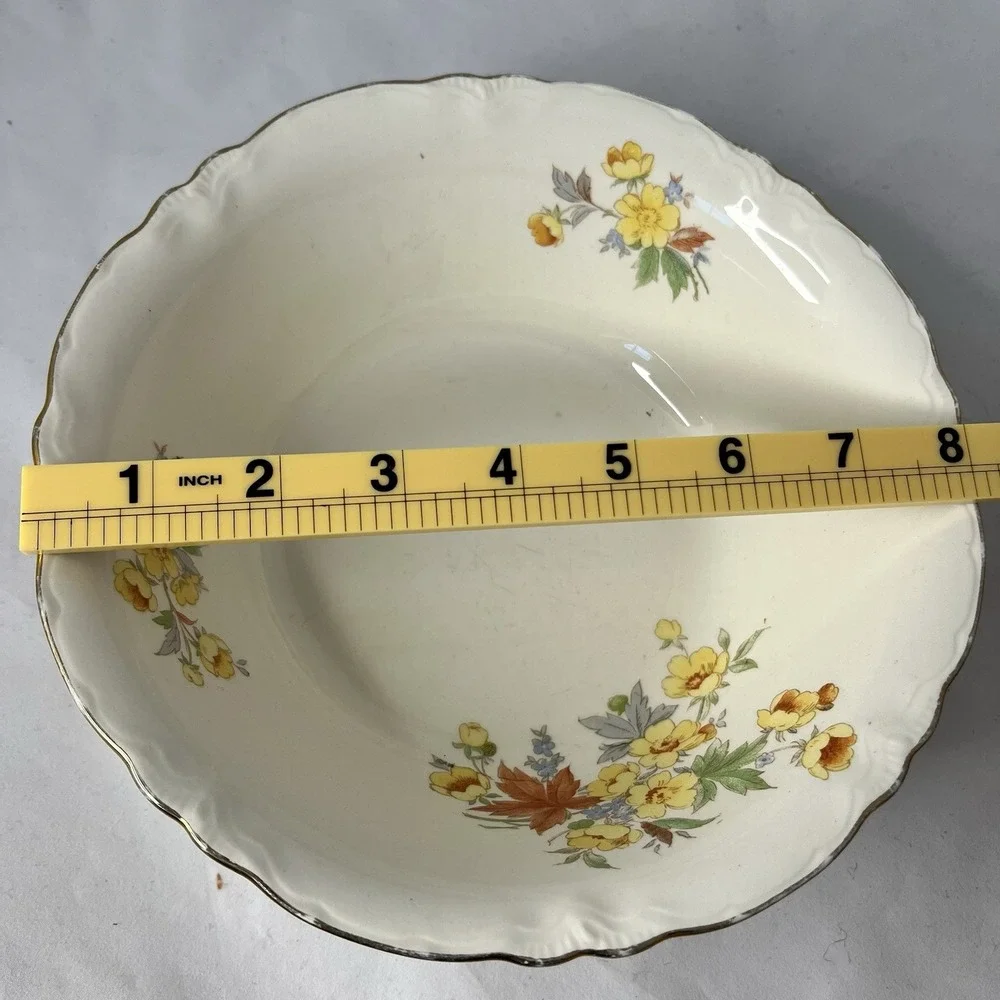 Vintage Homer Laughlin Eggshell Floral Serving Bowl Platter Set Gold Trim USA